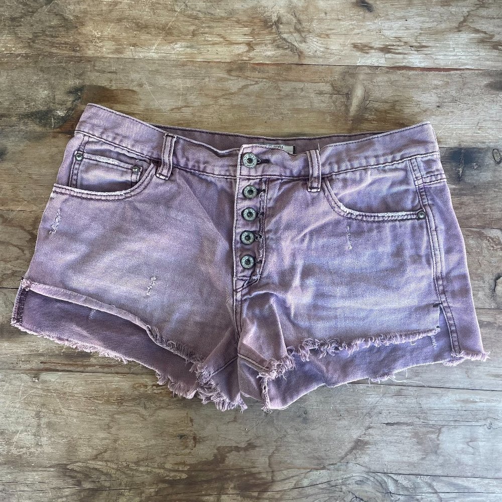 Free People Purple Button-Down Shorts
